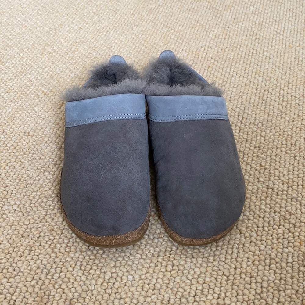 Haflinger shearling clogs with cork / rubber sole, size 37 / 6.5-7